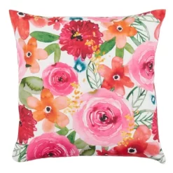 Saro Lifestyle Santa Monica Floral Decorative Pillow Cover, Multi, 18"