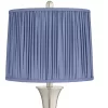360 Lighting Seymore Modern Touch Table Lamps Set Of 2 26" High Silver LED With USB Charging Port Blue Shirred Shade For Bedroom Living Room Kids Desk