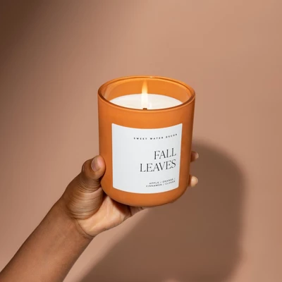 Sweet Water Decor Fall Leaves 15oz Orange Matte Jar Candle 3 Sweet Water Decor Fall Leaves 15oz Orange Matte Jar Candle