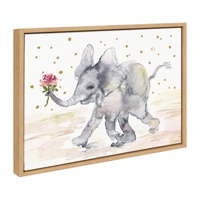 18" X 24" Sylvie Baby Elephant Watercolor Framed Canvas Wall Art By Patricia Shaw Natural - Kate And Laurel 3 18" X 24" Sylvie Baby Elephant Watercolor Framed Canvas Wall Art By Patricia Shaw Natural - Kate And Laurel
