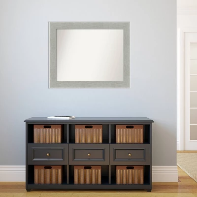 33" X 27" Non-Beveled Glam Linen Gray Wall Mirror - Amanti Art 7 33" X 27" Non-Beveled Glam Linen Gray Wall Mirror - Amanti Art - Image 5