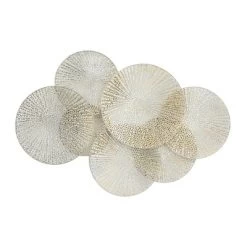 Metal Plate Wall Decor With Perforated Design Gold - Olivia & May