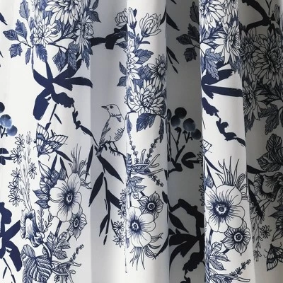 2pk 52"x63" Light Filtering Botanical Garden Curtain Panels Navy Blue - Lush Décor 4 2pk 52"x63" Light Filtering Botanical Garden Curtain Panels Navy Blue - Lush Décor - Image 2