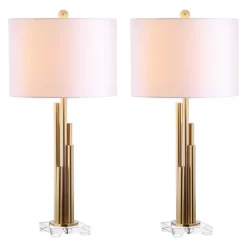 Fashion Home Decor Store 33 (Set Of 2) 32" Hopper Table Lamp Brass Gold (Includes LED Light Bulb) - Safavieh