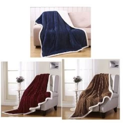 Extremely Cozy And Soft Reversible Faux Shearling Corduroy Throw Blanket (50" X 60")