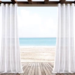 1pc 50"x84" Indoor/Outdoor Sheer Farmhouse Textured Curtain Panel White - Lush Décor