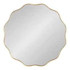 26" X 26" Viona Round Scalloped Mirror Gold - Kate & Laurel All Things Decor