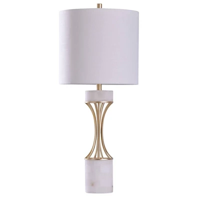 Abyaz Concave Metal Table Lamp With Marble Accent Drum Shade Gold - StyleCraft 5 Abyaz Concave Metal Table Lamp With Marble Accent Drum Shade Gold - StyleCraft - Image 3