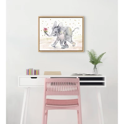 18" X 24" Sylvie Baby Elephant Watercolor Framed Canvas Wall Art By Patricia Shaw Natural - Kate And Laurel 7 18" X 24" Sylvie Baby Elephant Watercolor Framed Canvas Wall Art By Patricia Shaw Natural - Kate And Laurel - Image 5
