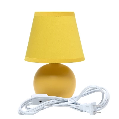 8.66" Petite Ceramic Orb Base Bedside Table Desk Lamp With Matching Tapered Drum Fabric Shade Yellow - Creekwood Home 8 8.66" Petite Ceramic Orb Base Bedside Table Desk Lamp With Matching Tapered Drum Fabric Shade Yellow - Creekwood Home - Image 6