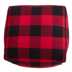 Saro Lifestyle Buffalo Plaid Design Floor Pouf
