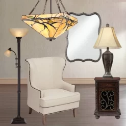 Regency Hill Garver Rustic Retro Torchiere Floor Lamp 72 1/2" Tall Oil Rubbed Bronze With Side Light Amber Glass Shade For Living Room Reading Bedroom -Fashion Home Decor Store GUEST cc46b6c8 b150 4b71 86fb 994d5d7c3701