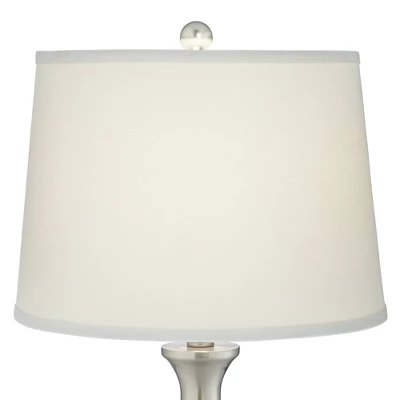 360 Lighting Karl Modern Table Lamps 27 1/2" Tall Set Of 2 Brushed Nickel With USB And Outlet White Drum Shade For Bedroom Living Room House Bedside 8 360 Lighting Karl Modern Table Lamps 27 1/2" Tall Set Of 2 Brushed Nickel With USB And Outlet White Drum Shade For Bedroom Living Room House Bedside - Image 6