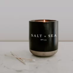 Sweet Water Decor Salt & Sea 12oz Black Stoneware Candle