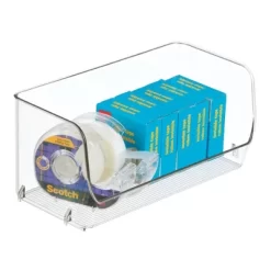 MDesign Small 7" Plastic Stackable Office Storage Organizer Bin - 6 Pack - Clear -Fashion Home Decor Store GUEST cde90859 a5de 4a79 b425 8725b2ae66b6