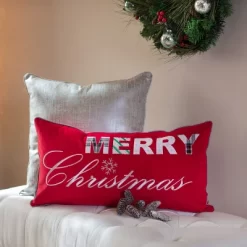 13.5"x25" Oversized Merry Christmas Lumbar Throw Pillow Cover Red - Pillow Perfect -Fashion Home Decor Store GUEST ce4da688 5fe0 4fc1 b892 24b7e54c6855