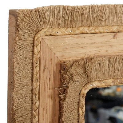 Bohemian Wood Rectangle Wall Mirror Brown - Olivia & May 7 Bohemian Wood Rectangle Wall Mirror Brown - Olivia & May - Image 5