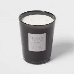 Colored Vase Glass With Dustcover & Black Teak Candle Black - Threshold™ -Fashion Home Decor Store GUEST cf6f4780 63d6 4d26 8370 d23011a8995c