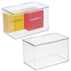 MDesign Plastic Stackable Home Office Supplies Storage Box - 2 Pack, Clear 19 MDesign Plastic Stackable Home Office Supplies Storage Box - 2 Pack, Clear -Fashion Home Decor Store GUEST cfcb71cc 1a88 4e78 86a1 37b0de0e79aa