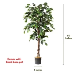 Forever Leaf 60" Artificial Ficus Silk Tree In Black Pot, Indoor Artificial Plant For Home Decor -Fashion Home Decor Store GUEST d07e358c 1564 452b a031 937acbd1e2b3