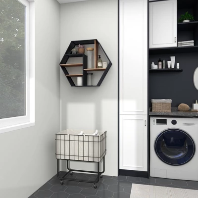 Industrial Wood Wall Shelf Black - Olivia & May 14 Industrial Wood Wall Shelf Black - Olivia & May - Image 12