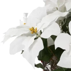Northlight 22" White Artificial Christmas Poinsettia Flowers With Red Wrapped Base -Fashion Home Decor Store GUEST d26babd3 94a5 4d30 aec4 93fd4590dc8a