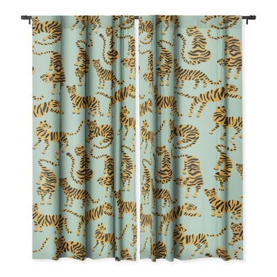 Cat Coquillette Tiger Collection Mint Orange 84" X 50" Single Panel Blackout Window Curtain - Deny Designs 4 Cat Coquillette Tiger Collection Mint Orange 84" X 50" Single Panel Blackout Window Curtain - Deny Designs - Image 2