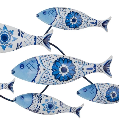 16" X 37" Metal Fish Wall Decor Blue - Olivia & May 4 16" X 37" Metal Fish Wall Decor Blue - Olivia & May - Image 2