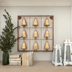 Metal Bell Square Frame Wall Decor Brass - Olivia & May -Fashion Home Decor Store GUEST d56689fa 530d 4363 a4e7 dee24f648057