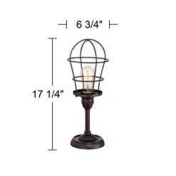 Franklin Iron Works Modern Industrial Desk Table Lamp 17 1/4" High Bronze Wire Cage Edison Bulb For Bedroom Bedside Office -Fashion Home Decor Store GUEST d69be8b0 7343 40e5 aea2 633e3126772a