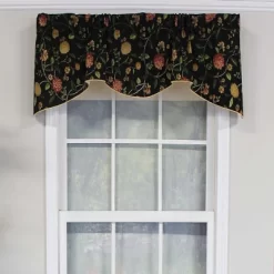 RLF Home Nightfall Bell Extra Wide Window Treatment High Quality Valance 3" Rod Pocket 65" X 16" Black