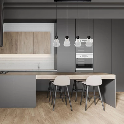 4-Light Montey Linear Glass Penadant Matte Black - EGLO 4 4-Light Montey Linear Glass Penadant Matte Black - EGLO - Image 2