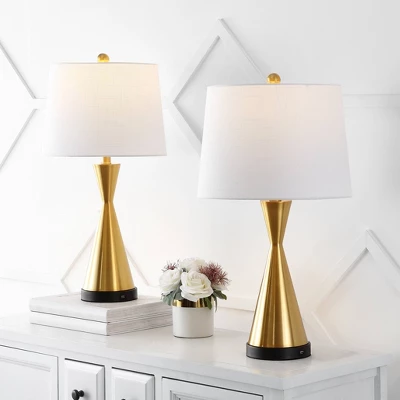 (Set Of 2) 26" Colton Classic French Country Iron LED Table Lamp With USB Charging Port (Includes LED Light Bulb) - JONATHAN Y 3 (Set Of 2) 26" Colton Classic French Country Iron LED Table Lamp With USB Charging Port (Includes LED Light Bulb) - JONATHAN Y