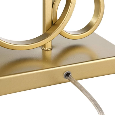 360 Lighting Saul Modern Table Lamp 26" High Brass Gold Metal Open Rings Oatmeal Fabric Rectangular Shade For Bedroom Living Room Bedside Nightstand 7 360 Lighting Saul Modern Table Lamp 26" High Brass Gold Metal Open Rings Oatmeal Fabric Rectangular Shade For Bedroom Living Room Bedside Nightstand - Image 5