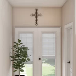 Metal Wall Cross With Decorative Fleur De Lis Design- Rustic Handcrafted Religious Wall Art For Décor In Living Room, Bedroom, More By Lavish Home -Fashion Home Decor Store GUEST da2593d1 67cc 4ac3 8014 2384e3d3e87a