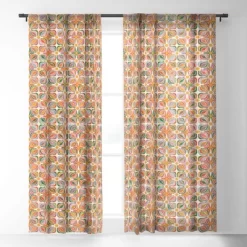Evamatise Abstract Flowers Summer Holiday Single Panel Sheer Window Curtain - Deny Designs