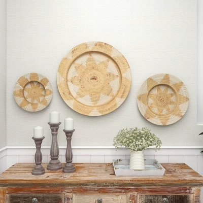 Set Of 3 Rattan Plate Woven Basket Wall Decors - Olivia & May 14 Set Of 3 Rattan Plate Woven Basket Wall Decors - Olivia & May - Image 12