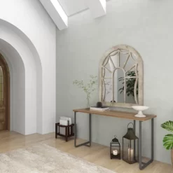 Wood Window Pane Inspired Wall Mirror With Arched Top Cream - Olivia & May -Fashion Home Decor Store GUEST dc7ccb2a 69ed 4db1 9925 03dc2fbb9d7c