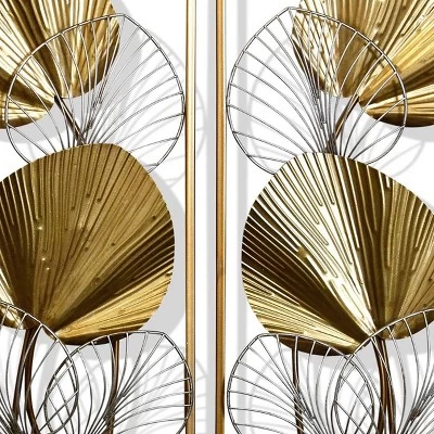 Set Of 2 Gold Leaflets 3D Metal Wall Sculptures Gold - StyleCraft 4 Set Of 2 Gold Leaflets 3D Metal Wall Sculptures Gold - StyleCraft - Image 2