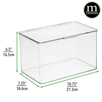 MDesign Plastic Stackable Home Office Supplies Storage Box - 2 Pack, Clear 4 MDesign Plastic Stackable Home Office Supplies Storage Box - 2 Pack, Clear - Image 2