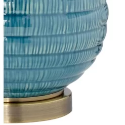 360 Lighting Modern Table Lamps 24" High Set Of 2 Coastal Ceramic Sky Blue Glaze Linen Fabric Drum Shade For Living Room Family Bedroom -Fashion Home Decor Store GUEST e245997e 1eda 4322 a5a8 688b888aa275