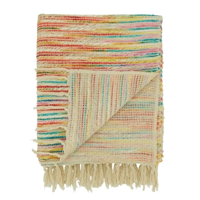 50"x60" Striped Design Rainbow Throw Blanket - Saro Lifestyle 4 50"x60" Striped Design Rainbow Throw Blanket - Saro Lifestyle - Image 2