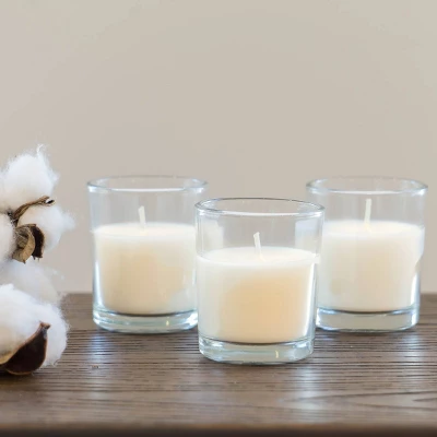 48pk Unscented Long Burning Clear Glass Wax Candles Ivory - Stonebriar Collection 5 48pk Unscented Long Burning Clear Glass Wax Candles Ivory - Stonebriar Collection - Image 3