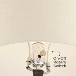 Franklin Iron Works Murphy Rustic Industrial Accent Table Lamp Miner Lantern 23" High Red Bronze Oatmeal Fabric Shade For Bedroom Living Room Office -Fashion Home Decor Store GUEST e483afa8 774f 47dd b6f1 6b16ce8f5d0f