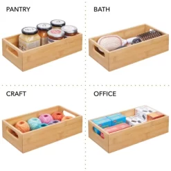 MDesign Bamboo Storage Bin For Home Office Desk - 2 Pack - Natural -Fashion Home Decor Store GUEST e51bba8b e771 4002 9979 abe7befdc18a