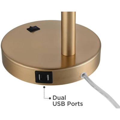 360 Lighting Industrial Modern Desk Lamp With USB And AC Power Outlet 23.5" High Antique Brass Metal For Living Room Bedroom House Bedside 6 360 Lighting Industrial Modern Desk Lamp With USB And AC Power Outlet 23.5" High Antique Brass Metal For Living Room Bedroom House Bedside - Image 4