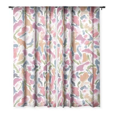 Jacqueline Maldonado Synthesis Raspberry Single Panel Sheer Window Curtain 120" X 50" - Deny Designs 4 Jacqueline Maldonado Synthesis Raspberry Single Panel Sheer Window Curtain 120" X 50" - Deny Designs - Image 2