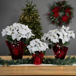 Northlight 26" White Artificial Christmas Poinsettia In Red Wrapped Base -Fashion Home Decor Store GUEST e5ef3324 e5b4 446d 91f6 402b65557ec8 1