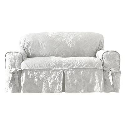 Matelasse Damask Slipcover White - Sure Fit 6 Matelasse Damask Slipcover White - Sure Fit - Image 4