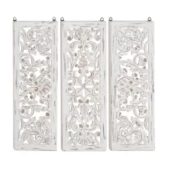 Wood Floral Handmade Intricately Carved Wall Decor Set Of 3 White - Olivia & May 18 Wood Floral Handmade Intricately Carved Wall Decor Set Of 3 White - Olivia & May -Fashion Home Decor Store GUEST e86e4752 2d36 4e05 9050 b30190fa8737